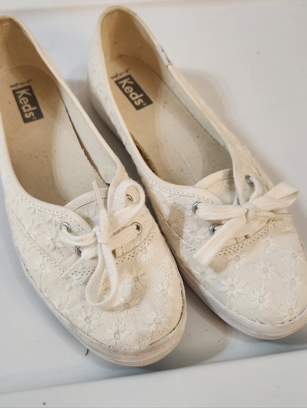 Keds Women's Cream Lace Slip-On Sneakers - Picture 2 of 6